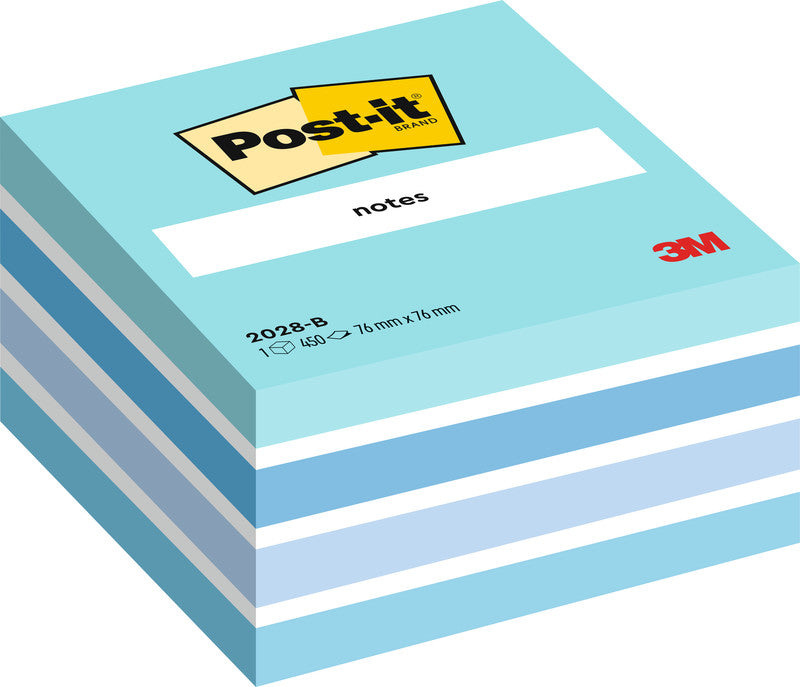 Post-it Haftnotizen – 76×76 mm – pastellblau, 450 Blatt, PEFC