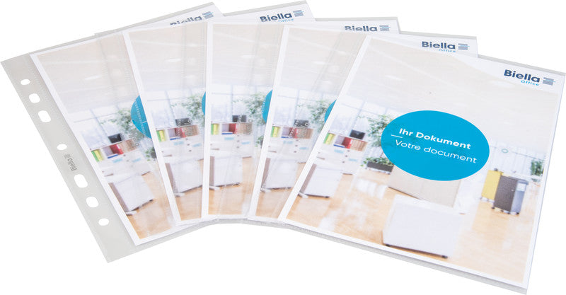 Biella Sichtmappe A5 – transparent, Kunststoff, glänzend, 100 µm, 10er-Pack