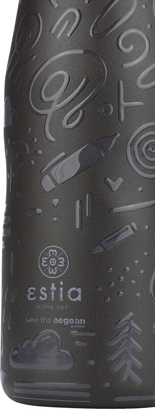 Estia Trinkflasche – 5 dl – Edelstahl, isoliert, Schraubverschluss, auslaufsicher, BPA-frei – Noir Echo