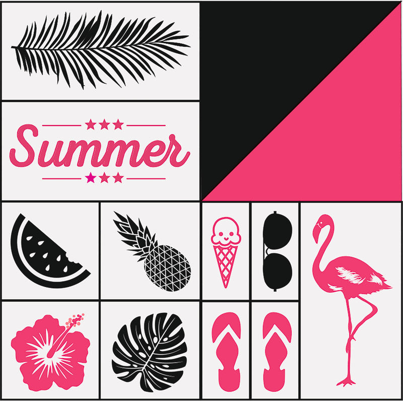 Folia Motivstempel-Set – Sommer, Set zu 13, Kissen sortiert