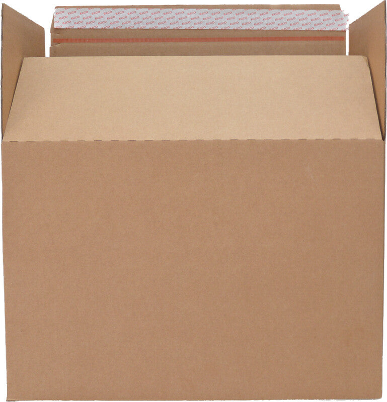 Elco Aufrichtekarton – 445 × 315 × 180–300 mm, Automatikboden, selbstklebend, Aufreissband, braun