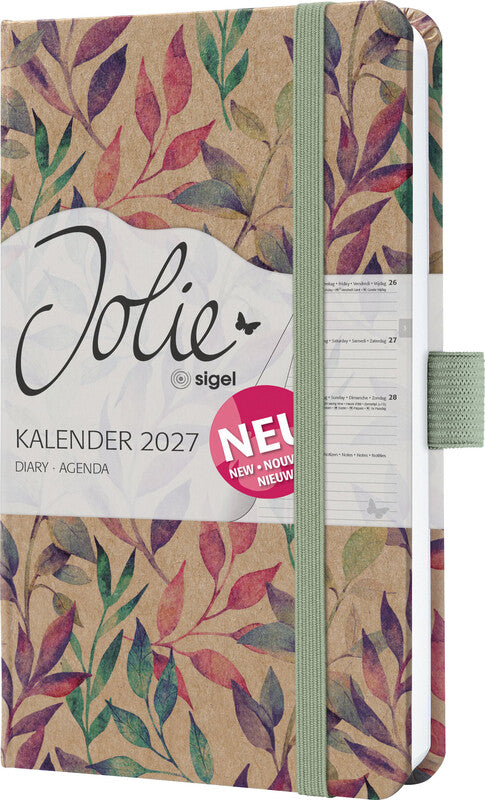 Sigel JOLIE Pure Agenda – 1 Woche/2 Seiten, gebunden, A6, 2027, Fairy Leaves, FSC