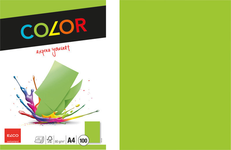 Elco Kopierpapier – A4, 80 g/m², intensivgrün – für Inkjet/Laser/Kopierer – FSC – 100 Blatt