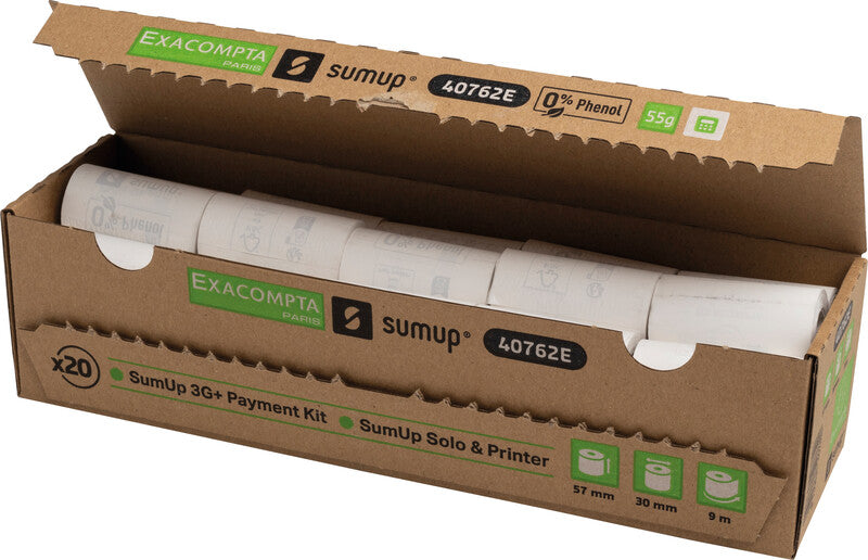Exacompta Thermorolle 57 mm × 9 m, kernlos, phenolfrei – für SumUp