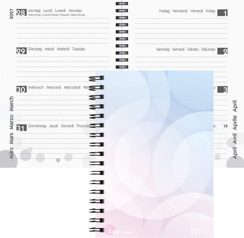 Biella mydiary Schüleragenda – 1 Woche/2 Seiten, Spiralbindung, A5, Aug–Jul, Pastell, FSC