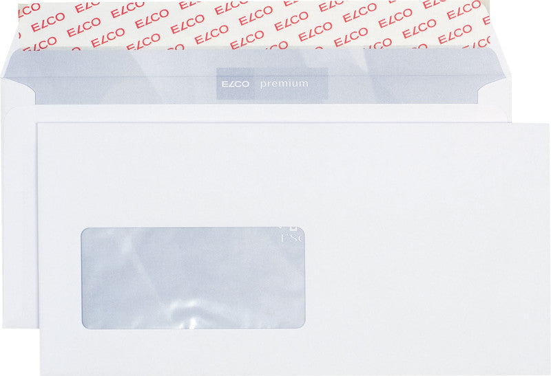 Elco Couvert C5/6, Fenster links, Haftklebung, hochweiss, 100 g/m², mit Innendruck – 500 Stk.