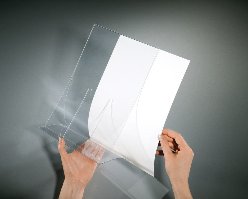 Sigel Tischaufsteller – für A5 Hochformat, Transparent, Kunststoff, 157×90×225 mm
