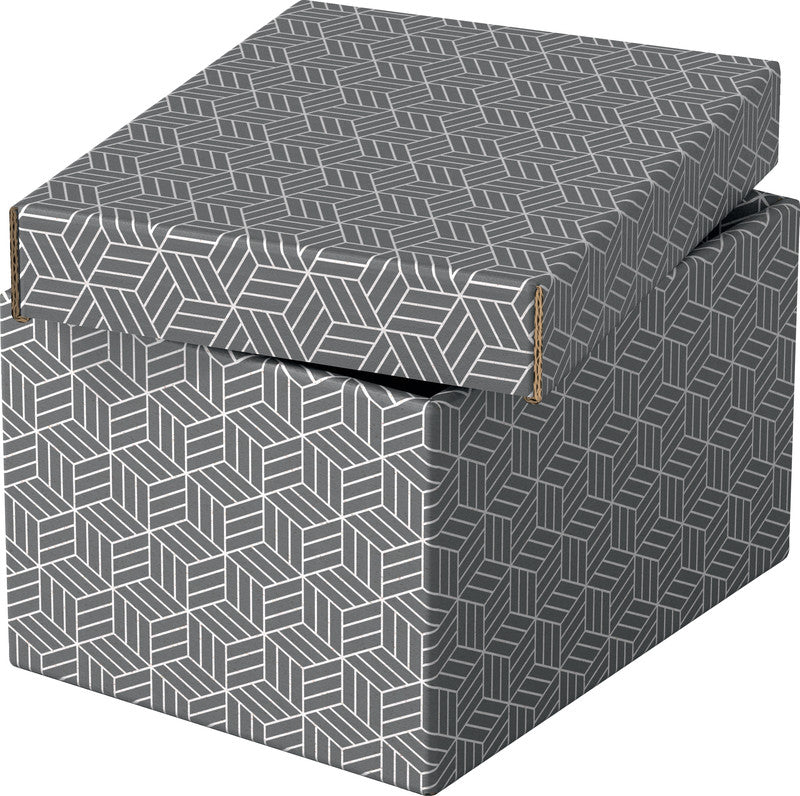 Esselte Archivschachtel A5 – Abnehmbarer Deckel, 200 × 150 × 255 mm, Grau, Karton, 3er Pack