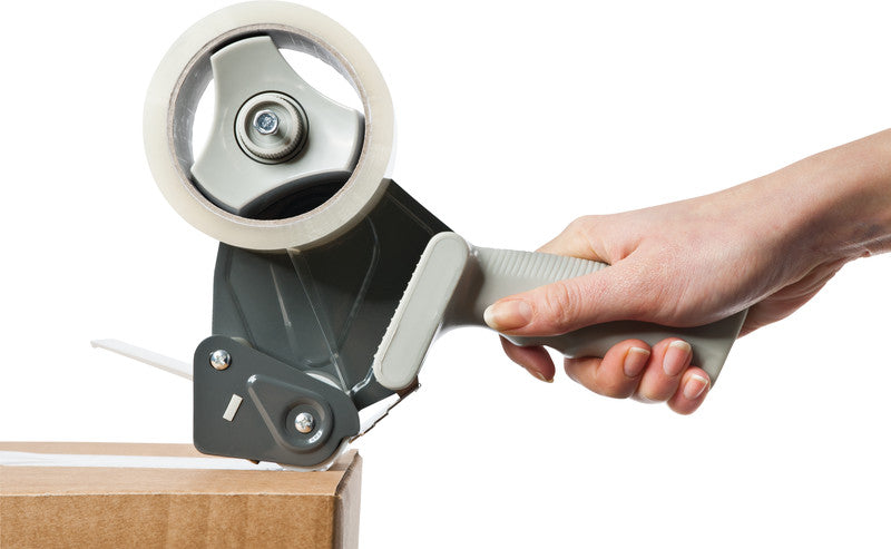 Q-Connect Verpackungsbandabroller – für Rollenbreite bis 50 mm, für Bandlänge bis 66 m, mit Bremse