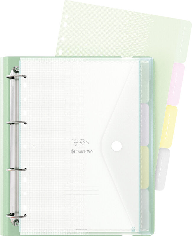 Carchivo Ringbuch Carpeblock 360 – A4 Hochformat – 4 Ringe, Ø 35 mm, Rücken 40 mm – Hellgrün, mit Raumsparösen