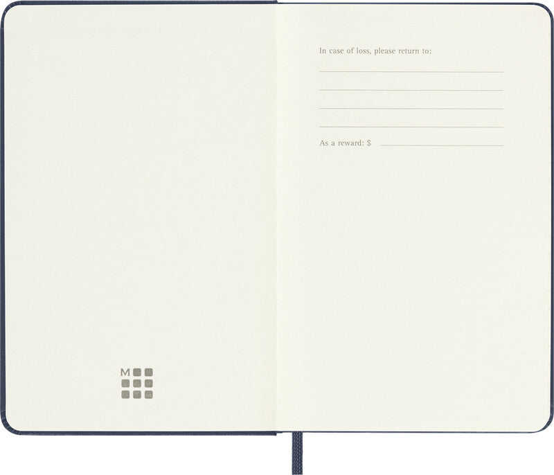 Moleskine Wochenagenda – 1 Woche/1 Seite, gebunden, 9 × 14 cm, 2027, Englisch, Saphirblau, FSC
