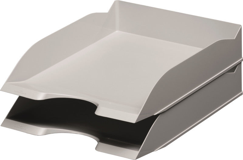 Durable Briefkorb – Kunststoff, für A4, C4, stapelbar, mit Griffausschnitt, matt, grau, B 253 × H 63 × T 337 mm