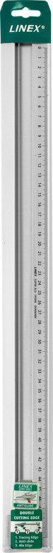 Linex Wandtafel-Lineal 50 cm – Aluminium, silber, rutschfest, mit Stahl-Schneidekante