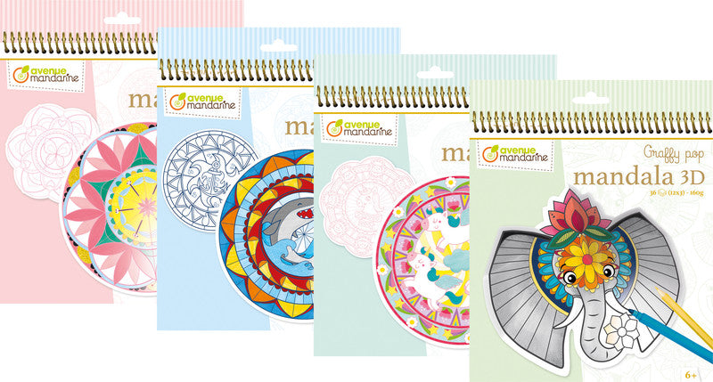 Avenue mandarine Mandala Graffy Pop Malbuch, Karton, 20 × 25,5 cm, Mehrfarbig, ab 6 Jahren