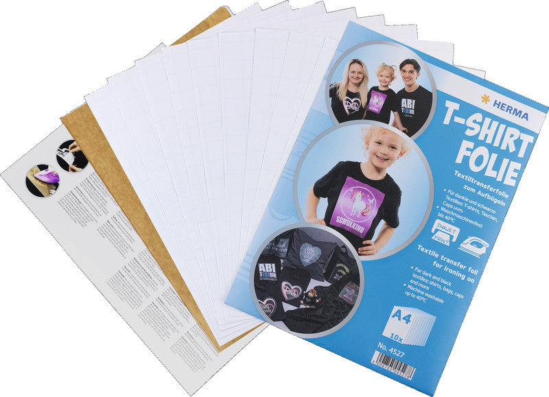 HERMA Inkjet T-Shirt-Folie für dunkle Textilien – 10 Stück – Weiss – 210 × 297 mm