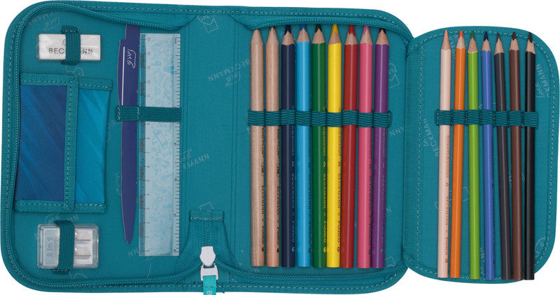Beckmann Classic 1st Schüleretui 2 Klappen, gefüllt, 21-teilig – Racing – Kunststoff – 20,5 × 13,3 × 3,8 cm