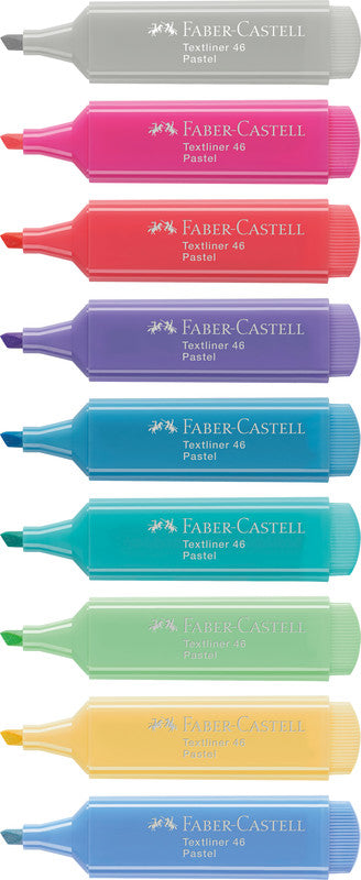 Faber-Castell 46 Pastell Textmarker Farben sortiert Pastell – Keilspitze, 1–5 mm, nachfüllbar