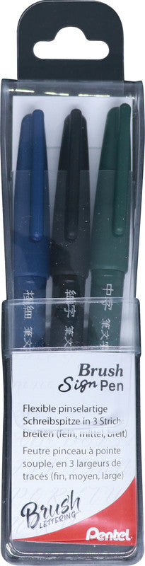 Pentel Pinselstifte, wasserfest, 3 Stk.