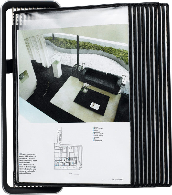Djois Tarifold Sichttafelsystem Wandelement Veo – 390 × 110 mm, transparent, Aluminium/Kunststoff, für A4