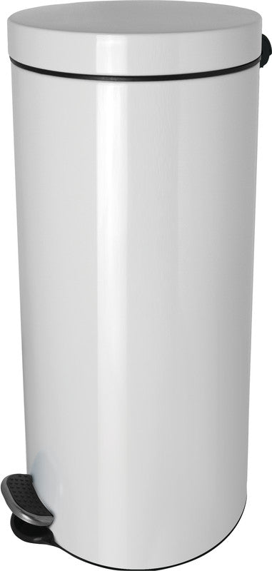 Helit Papierkorb – 30 l – Stahl, Weiss – Ø 300 × H 650 mm
