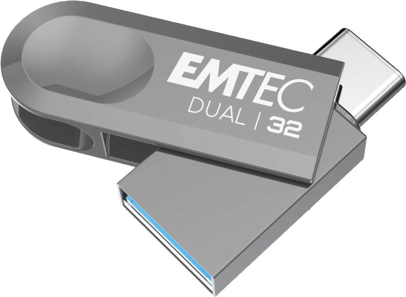 Emtec D280 Dual USB-Stick – 32 GB, USB 3.2, Gehäuse aus 100% recyceltem Kunststoff