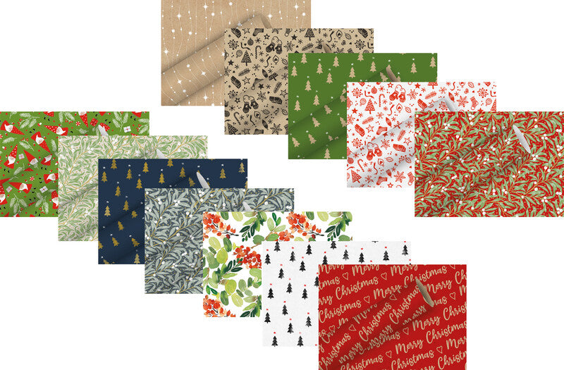 Braun + company Geschenkpapier – Christmas Leaves – 70 g/m2 – 700 × 2000 mm – rot