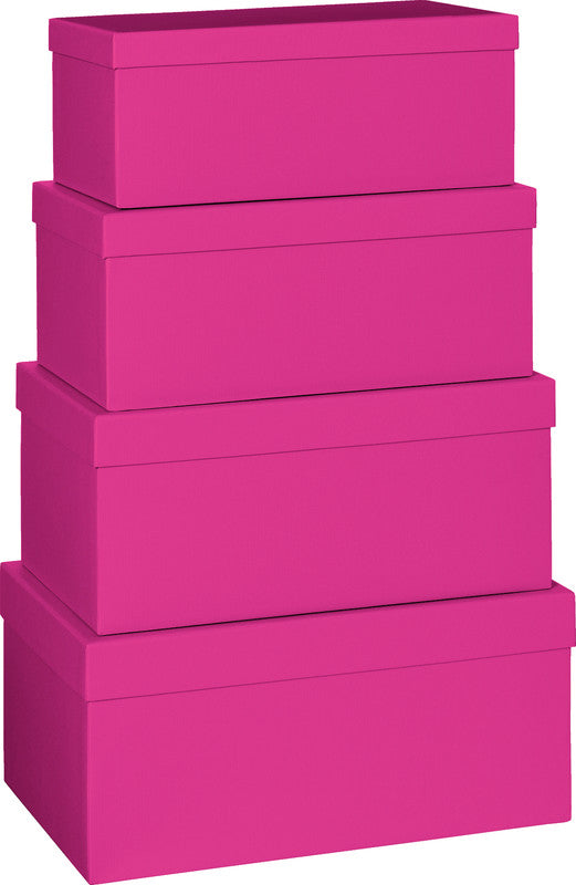 Stewo Geschenkbox – neutral, pink – 4er-Set – Strukturprägung, FSC – sortiert