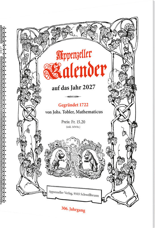 Appenzeller verlag Bildkalender Appenzell 2027 – 17 × 21 cm – d – mit Tagesfeldern