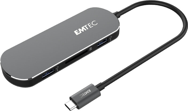 Emtec USB-Hub – für Windows und Mac OS, USB-Anschluss, silber
