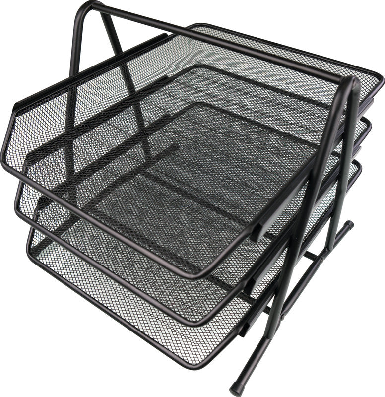 Helit Briefkorb – Stahl, für A4 und C4, 3 Fächer, glänzend, schwarz, B 295 × H 270 × T 350 mm
