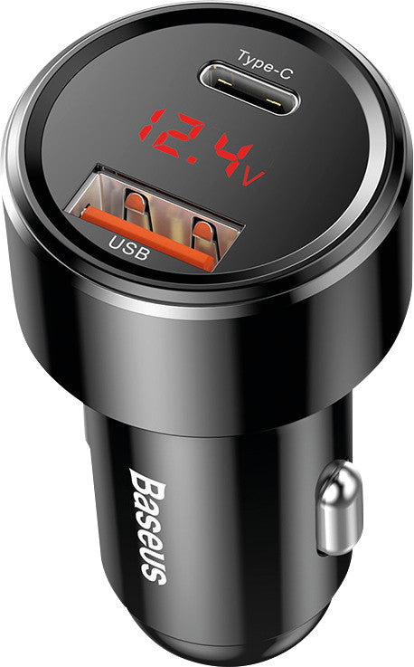 Baseus KFZ-Ladegerät – 45 W, 1× USB-C + 1× USB-A – für Fahrzeuge mit 12–24 V Zigarettenanzünder