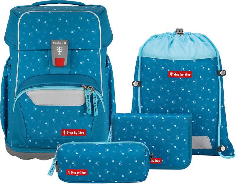 Step by Step Schulrucksack-Set Basis – 4-teilig – Blue Hearts
