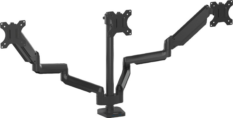 Fellowes Platinum – Monitorhalterung, 3 Monitore, Tischklemme, bis 27", VESA 75 × 75/100 × 100 mm, Schwarz