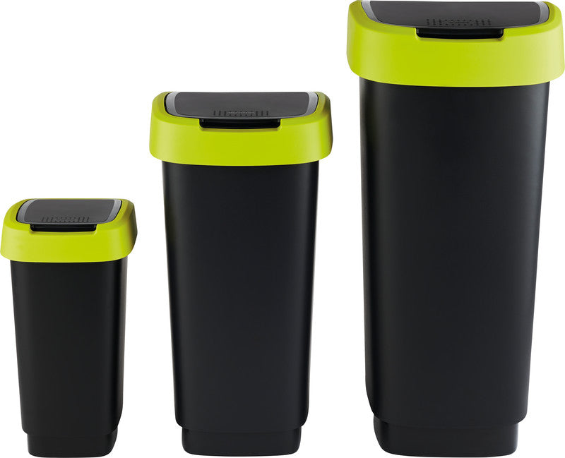 Rotho Abfallcontainer – 25 l – mit Deckel – Kunststoff, Limettengrün – B × H × T 252 × 476 × 333 mm