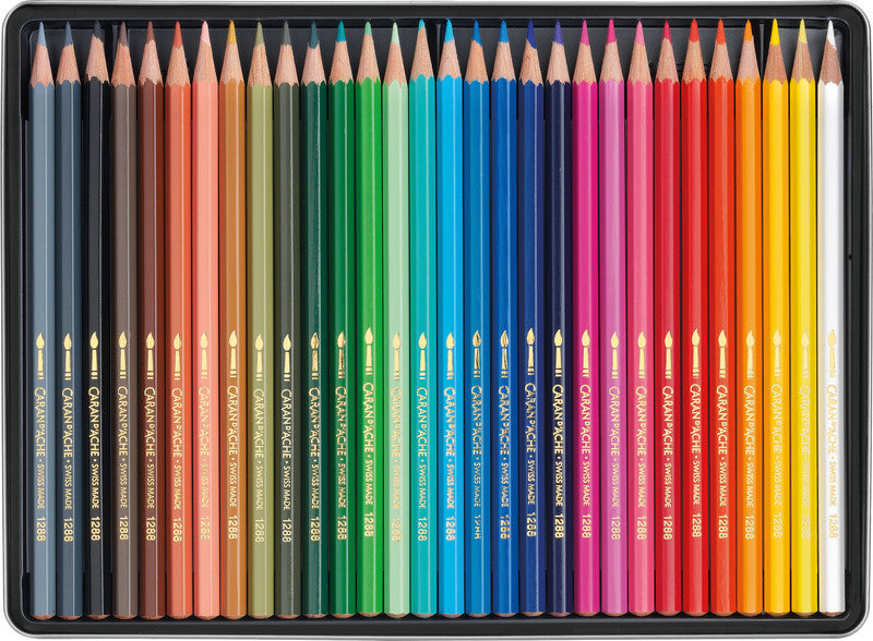 Caran d-Ache Caran d'Ache Aquarellfarbstifte – 30 Farben, im Metalletui, Ø 2,8 mm, FSC