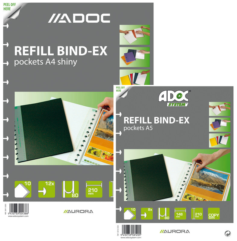 Adoc Ersatzsichttaschen – A5, antireflex, transparent, für Bind-Ex und Personal-Ex Aurora, 10 Stk., 80 µm