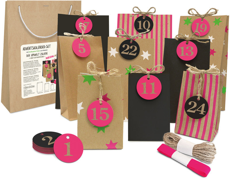Braun + Company Geschenkbox – Neon Christmas – Adventskalender-Set – 90 × 145 × 60 mm