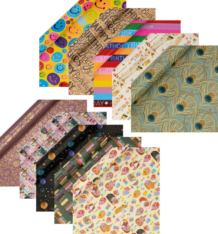 Glick Geschenkpapier-Rolle – Pfau, 70 cm × 4 m, 80 g/m²