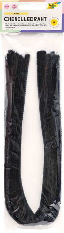 Folia Pfeifenputzer – Schwarz – 50 cm, Ø 8 mm, 10 Stück