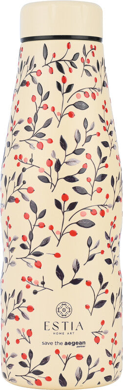 Estia Trinkflasche – 5 dl – Edelstahl, isoliert, Schraubverschluss – Bloom Beige
