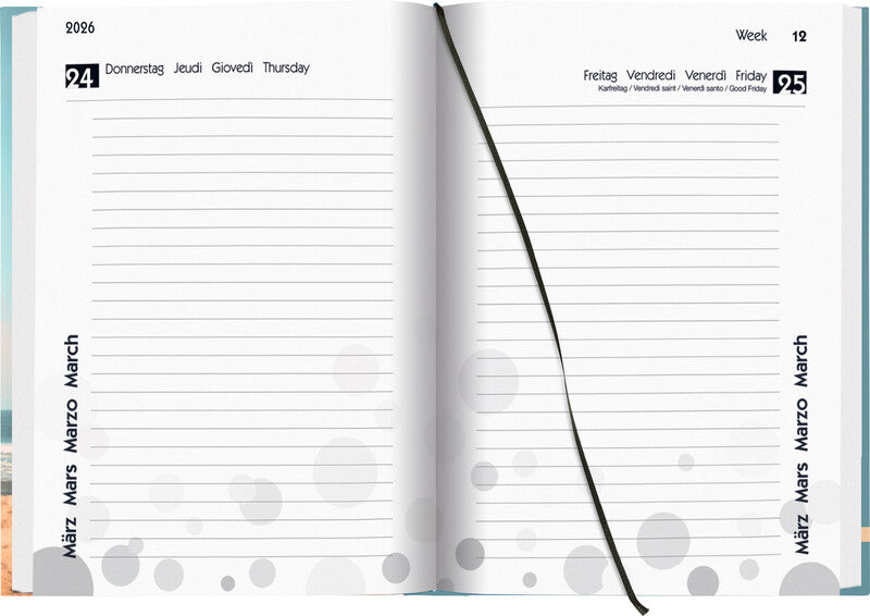 Biella mydiary Schüleragenda – 1 Tag/Seite, gebunden, 12 × 16,5 cm, Aug–Jul, Beach, FSC