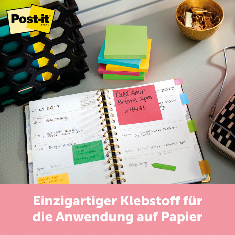 Post-it Haftnotizen Energetic Collection – 76×76 mm – sortiert, 6×100 Blatt, PEFC