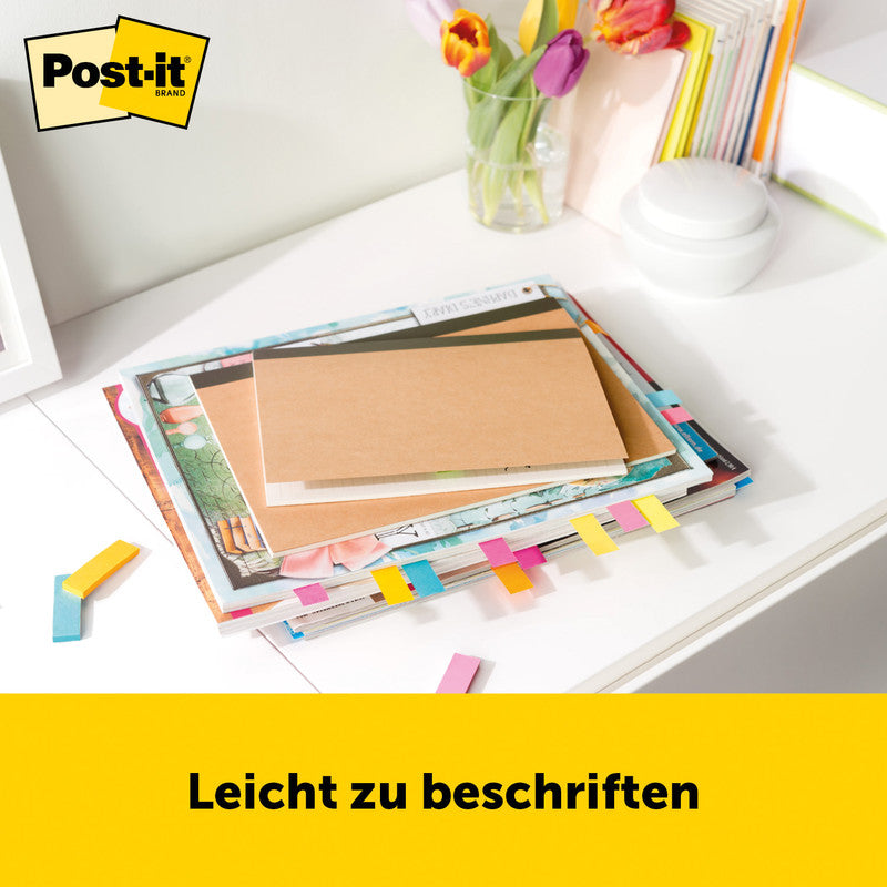Post-it Seitenmarker – 12,7×44,4 mm – sortiert, 50 Stück, recyclingfähig
