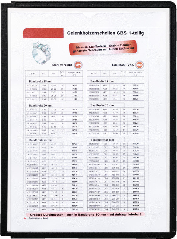Durable Sherpa Sichttafel A4 – scannertauglich, schwarzer Rahmen, transparent, Kunststoff, 238 × 320 × 4,15 mm