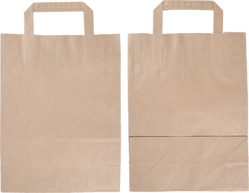 Elco Papiertragetasche mit Flachhenkel – 22 × 29 × 10 cm – Kraftpapier, 80 g/m² – Braun – 50 Stk.