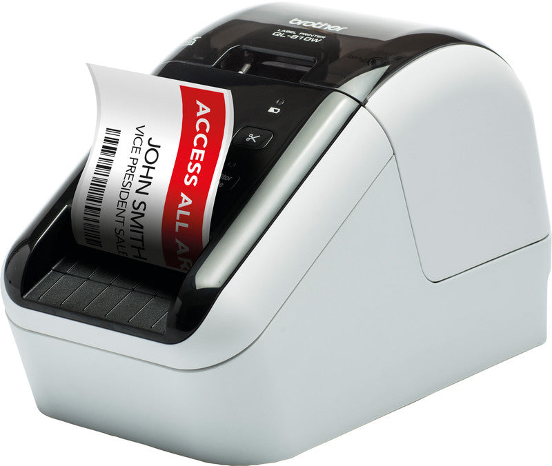 Brother QL-810Wc – Etikettendrucker, Thermodirekt, für DK-Rollen bis 62 mm, 2-farbig (schwarz/rot), USB, 300 dpi