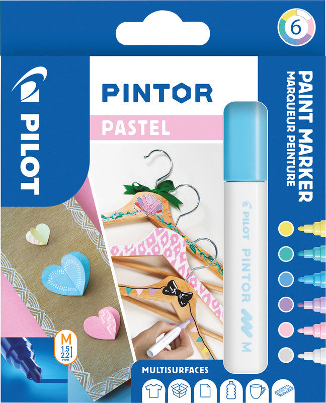 Pilot Pigment-Marker Pintor – Rundspitze 1,5-2,2 mm – Sortiert – 6er-Set – Lichtbeständig