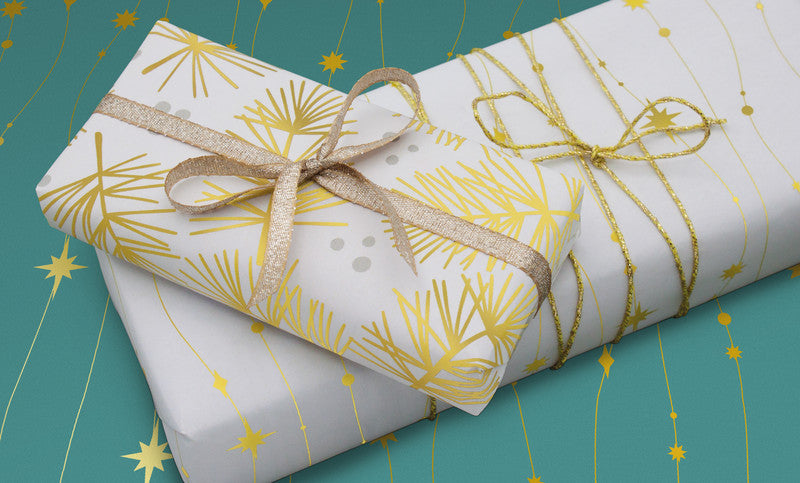Braun + Company Geschenkpapier Rolle – Glitzerkette, Weihnachten – seidenmetallisiert – 70 cm × 2 m