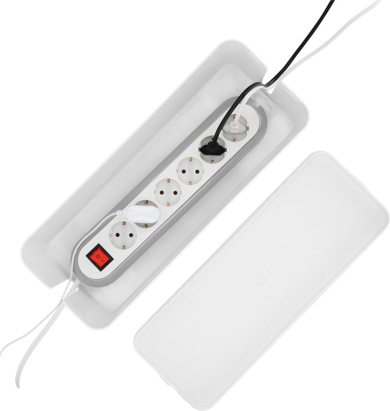 Hama Kabelbox – 406 × 156 mm, Kunststoff, Weiss, zuschneidbar, für Kabel bis Ø 20 mm