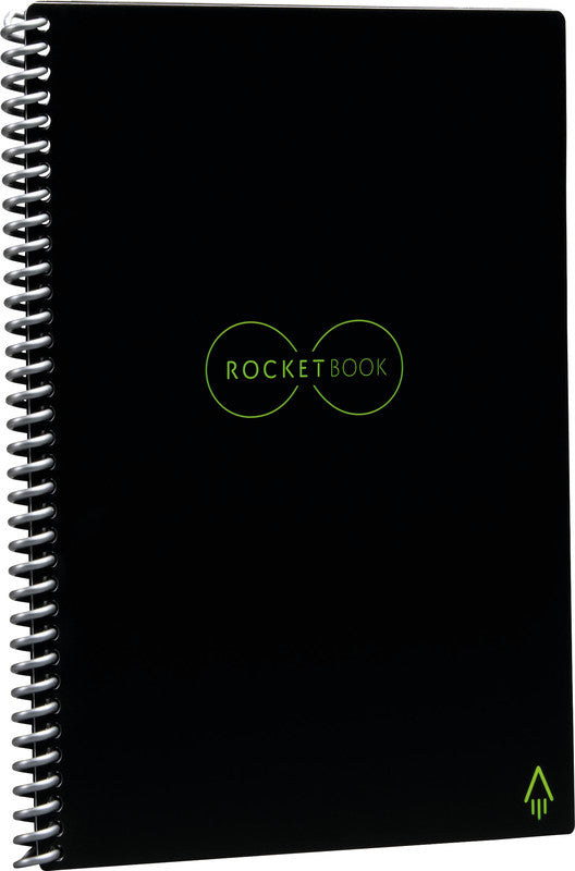 Rocketbook Notizbuch, Spiralbindung, Hardcover, 36 Seiten, 90 g/m² – Schwarz, für Rocketbook App